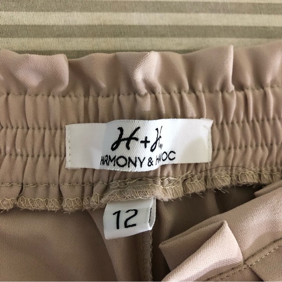 H&H Harmony & Havoc women’s crop wide leg pull on front tie pants pockets Sz 12 - Picture 5 of 8